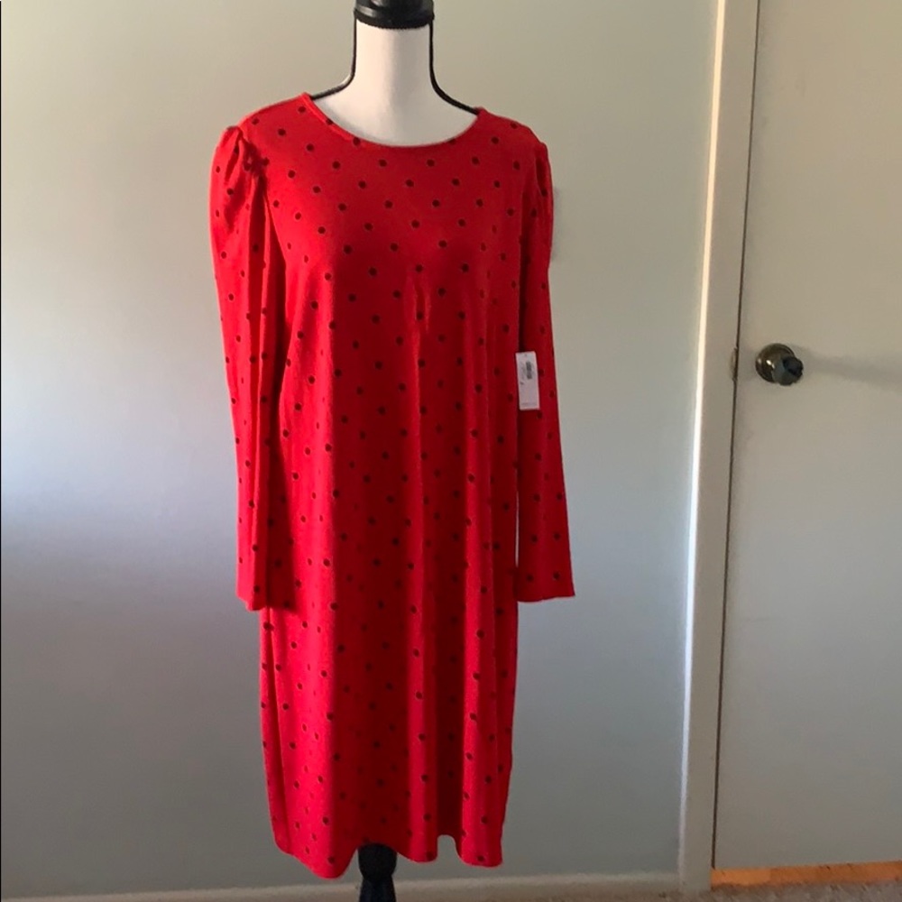NWT Old Navy XL polka dot long sleeve dress red xl